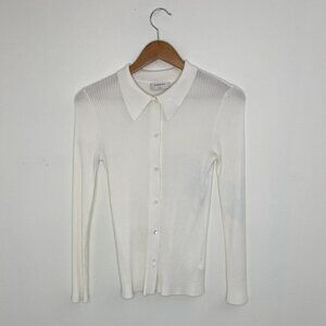 Babaton - Aritizia - Collared, Long Sleeve Sweatshirt, White, Size M